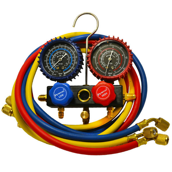 7099428265_kollektor-zapravochnyj-2-ventilnyj Коллектор заправочный 2-вентильный HS-410A-P на блистере в резиновой оплетке