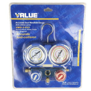 Коллектор заправочный 2-вентильный Value VMG-2-R410A-05 R-134, R-404, R-407, R-410, 80 мм