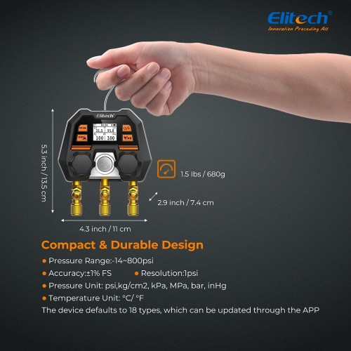 7196962963_kollektor-tsifrovoj-elitech Коллектор цифровой Elitech MS-100 манометрический Bluetooth (компактный) — изображение 7
